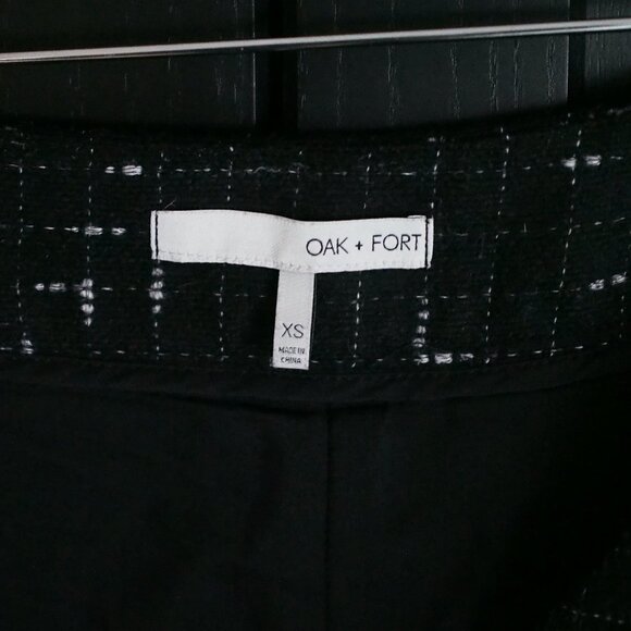 Oak + Fort | Wool Blend, Windowpane, Cropped, Tweed Pants in Black & White - Picture 2 of 5